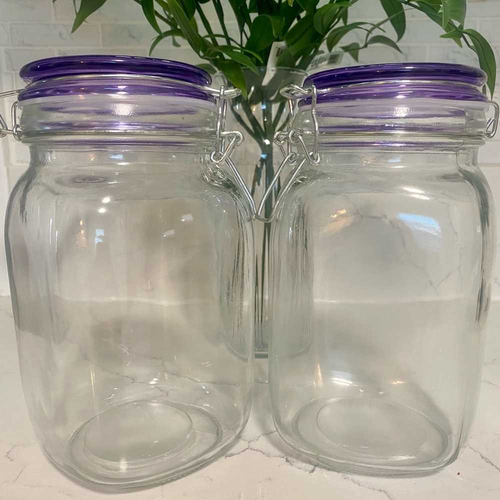 Two Purple and White Wide-Mouth Storage Jars 🫙 💜💜